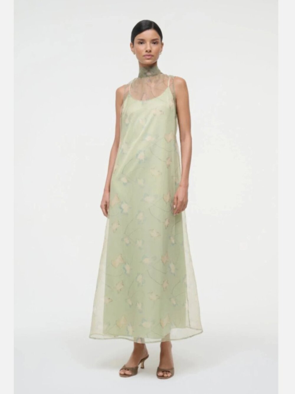 STAUD Albee Maxi Dress Gown in Botanical Moss Green - Picture 3 of 10